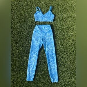 Carbon Electric Blue Marble High-Waist Leggings Set Size XS/ Top Size S